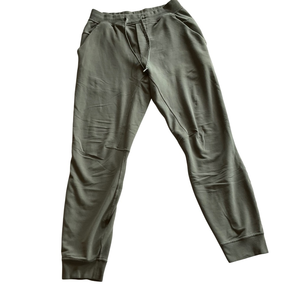 Lululemon City Sweat Joggers Mens‎ Medium Olive Green Tapered Fit Drawstring